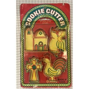 4 Pack Vintage Stainless Steel Religious Cookie Cutters New! Sealed! Made In USA